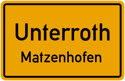 Straßenverzeichnis Unterroth Matzenhofen