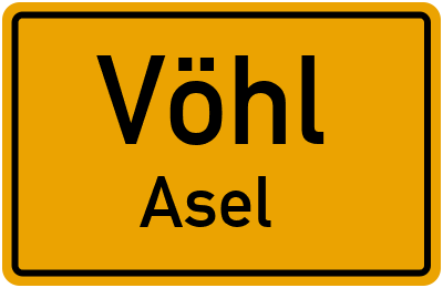 Straßenverzeichnis Vöhl Asel