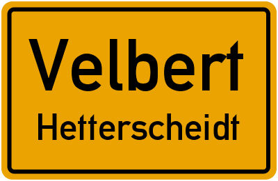 Straßenverzeichnis Velbert Hetterscheidt