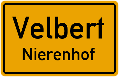 Ortsschild Velbert Nierenhof