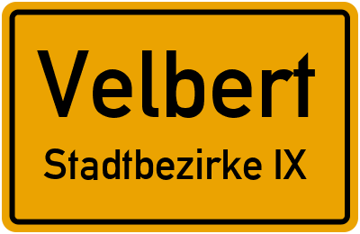 Straßenverzeichnis Velbert Stadtbezirke IX