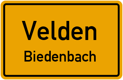 Ortsschild Velden Biedenbach