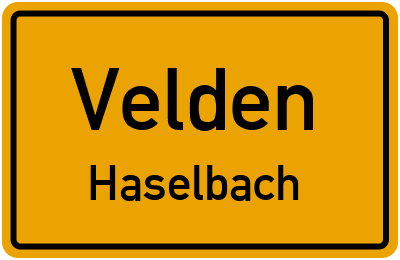Ortsschild Velden Haselbach