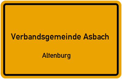 Straßenverzeichnis Verbandsgemeinde Asbach Altenburg
