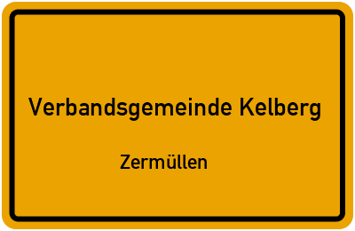 Straßenverzeichnis Verbandsgemeinde Kelberg Zermüllen