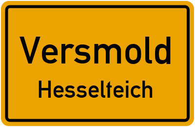 Ortsschild Versmold Hesselteich