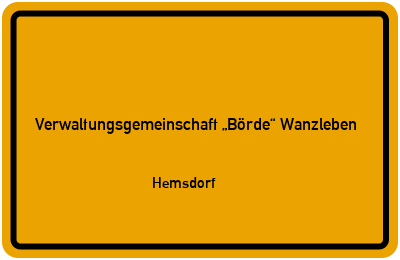Straßenverzeichnis Verwaltungsgemeinschaft „Börde“ Wanzleben Hemsdorf