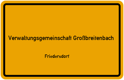 Straßenverzeichnis Verwaltungsgemeinschaft Großbreitenbach Friedersdorf