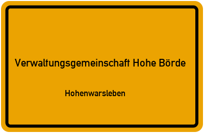 Straßenverzeichnis Verwaltungsgemeinschaft Hohe Börde Hohenwarsleben