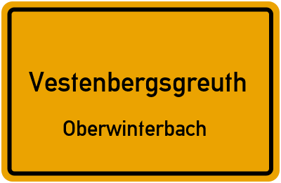 Ortsschild Vestenbergsgreuth Oberwinterbach