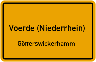 Ortsschild Voerde (Niederrhein) Götterswickerhamm