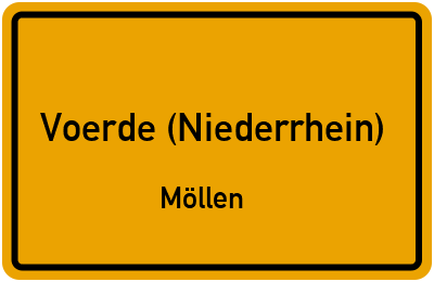Ortsschild Voerde (Niederrhein) Möllen