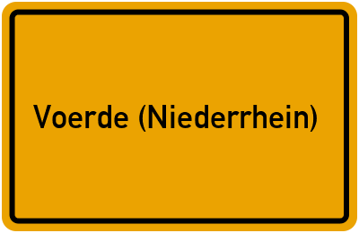 Ortsschild von Stadt Voerde (Niederrhein) in Nordrhein-Westfalen