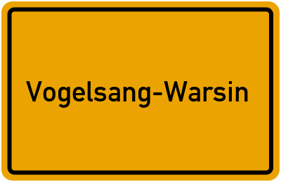 Ortsschild von Vogelsang-Warsin in Mecklenburg-Vorpommern
