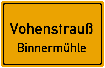Straßenverzeichnis Vohenstrauß Binnermühle