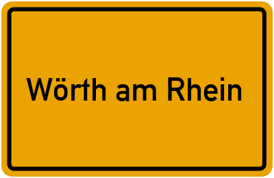 Ortsschild von Stadt Wörth am Rhein in Rheinland-Pfalz