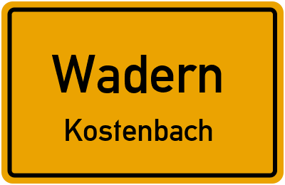 Ortsschild Wadern Kostenbach