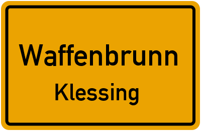 Ortsschild Waffenbrunn Klessing