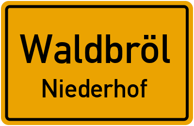 Ortsschild Waldbröl Niederhof