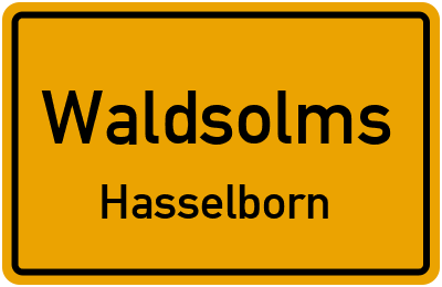 Ortsschild Waldsolms Hasselborn