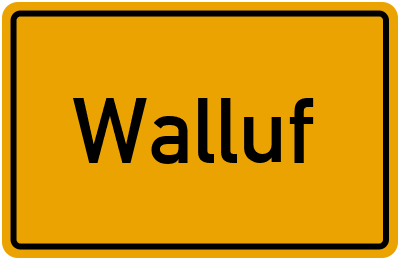 Ortsschild von Walluf in Hessen