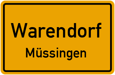 Ortsschild Warendorf Müssingen