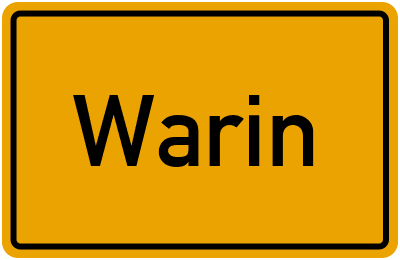 Ortsschild von Warin in Mecklenburg-Vorpommern