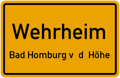 Straßenverzeichnis Wehrheim Bad Homburg v. d. Höhe
