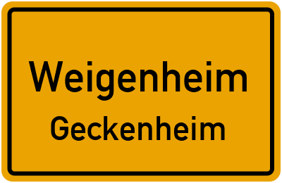 Straßenverzeichnis Weigenheim Geckenheim