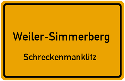 Ortsschild Weiler-Simmerberg Schreckenmanklitz