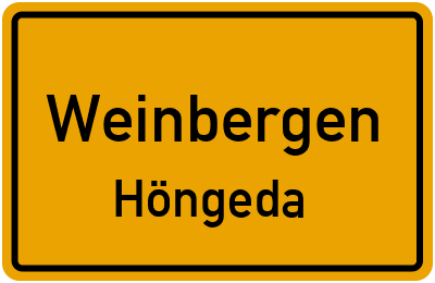 Straßenverzeichnis Weinbergen Höngeda