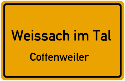 Ortsschild Weissach im Tal Cottenweiler