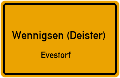 Ortsschild Wennigsen (Deister) Evestorf