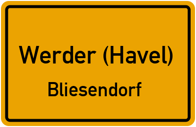 Straßenverzeichnis Werder (Havel) Bliesendorf