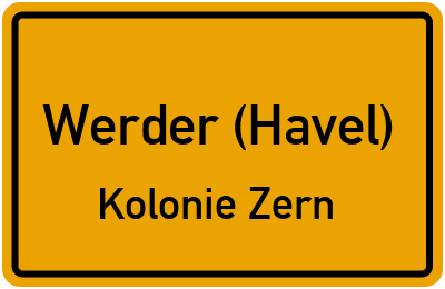 Straßenverzeichnis Werder (Havel) Kolonie Zern