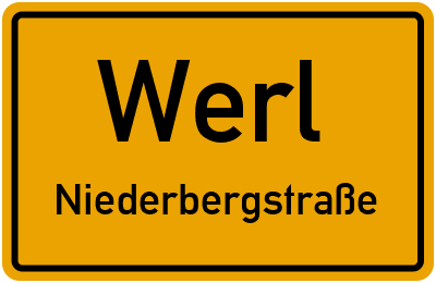 Ortsschild Werl Niederbergstraße