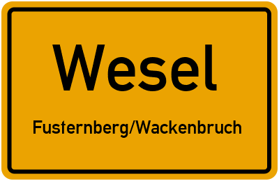 Ortsschild Wesel Fusternberg/Wackenbruch