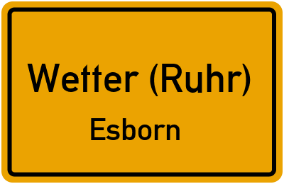 Ortsschild Wetter (Ruhr) Esborn