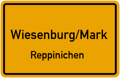 Ortsschild Wiesenburg/Mark Reppinichen
