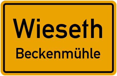 Ortsschild Wieseth Beckenmühle