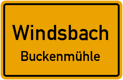 Ortsschild Windsbach Buckenmühle