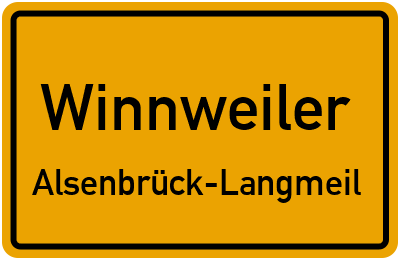 Ortsschild Winnweiler Alsenbrück-Langmeil