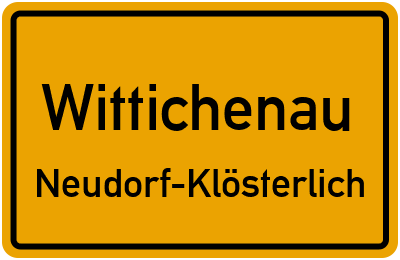 Ortsschild Wittichenau Neudorf-Klösterlich