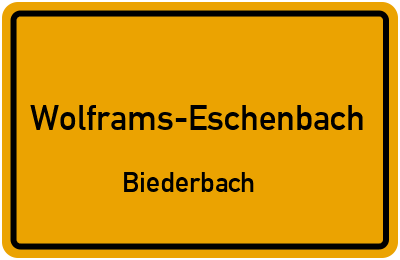 Ortsschild Wolframs-Eschenbach Biederbach