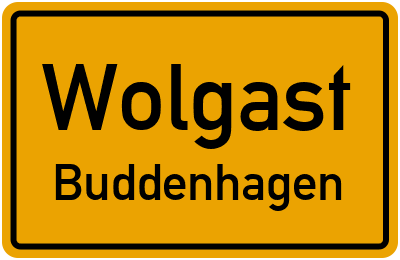 Ortsschild Wolgast Buddenhagen