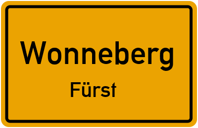 Ortsschild Wonneberg Fürst