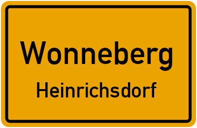 Ortsschild Wonneberg Heinrichsdorf