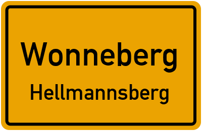 Ortsschild Wonneberg Hellmannsberg