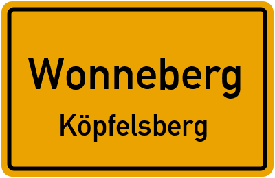 Ortsschild Wonneberg Köpfelsberg