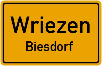 Straßenverzeichnis Wriezen Biesdorf